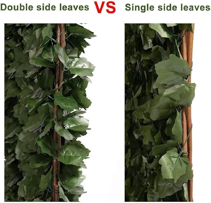 DOEWORKS Expandable Fence Privacy Screen for Balcony Patio Outdoor(Double Sides Leaves), 1PC Faux Ivy Fencing Panel for Backdrop Garden Backyard Home Decorations