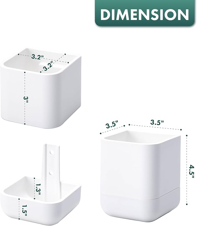 Phoenix Vine 3.5 Inch Wall Mounted Self-Watering Planter Pot for Indoor Houseplants and Herbs | Hanging Planter for Window Sills, Bathroom Walls, Home & Office Décor, White, Set of 4, 01-A-D-4