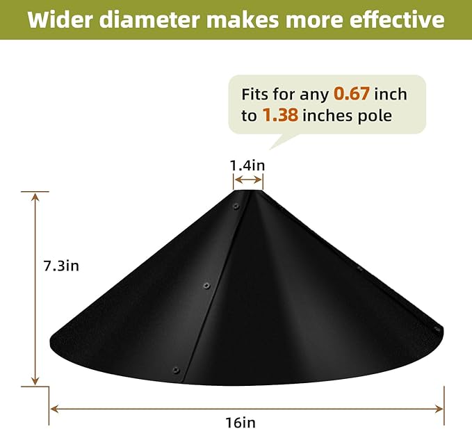 2 Pack Squirrel Baffle for Bird Feeder Pole, Outside Pole Mount Bird House Guard for Outdoor Shepherd’s Hook (2 Pack-16 inch)
