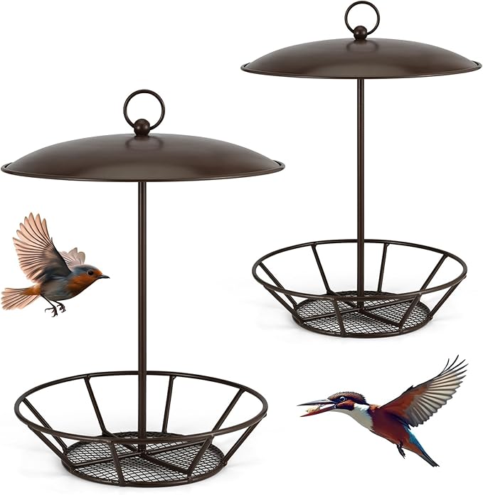2 PCS Cylinder Suet Cake Bird Feeder S-6-2 Seed Cake Bird Feeder Antique Copper Metal Feeders for Outdoor Garden Hanging Yard Decoration Wild Birdfeeding