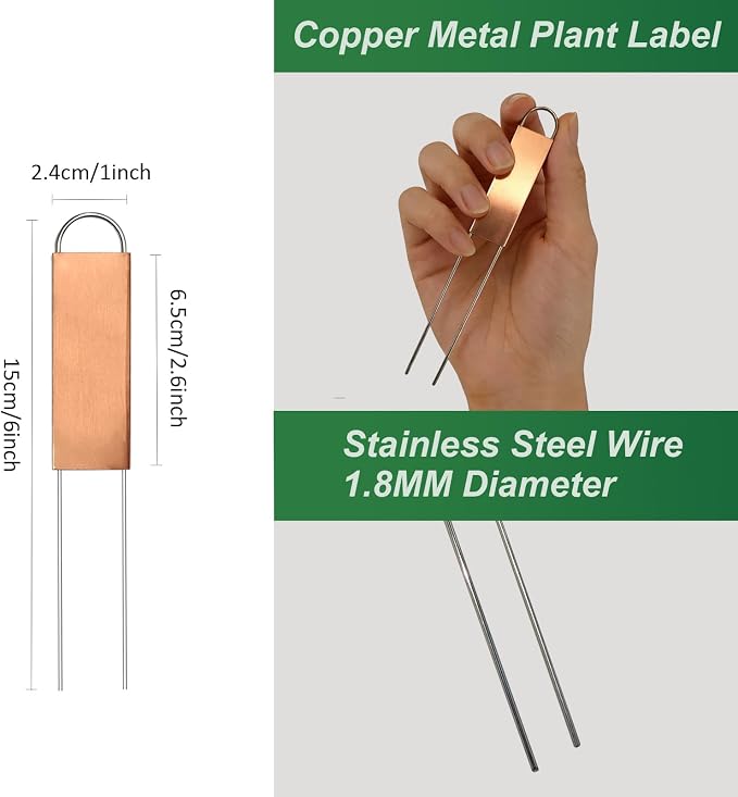 40 Pieces Metal Plant Labels 6 Inch Copper Metal Plant Tags Garden Label Markers Outdoor Planting Garden Markers for Plants Vegetables Herb Seedlings Flowers