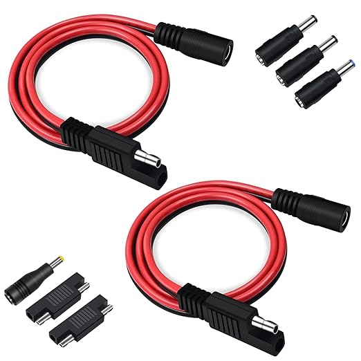 COMeap (2 Pack) SAE to DC Adapter for Jackery Solar Panel, to DC5521 Connector with Polarity Adapter DC8/5.5/4.0/3.5mm for Explorer Series 14AWG 2FT