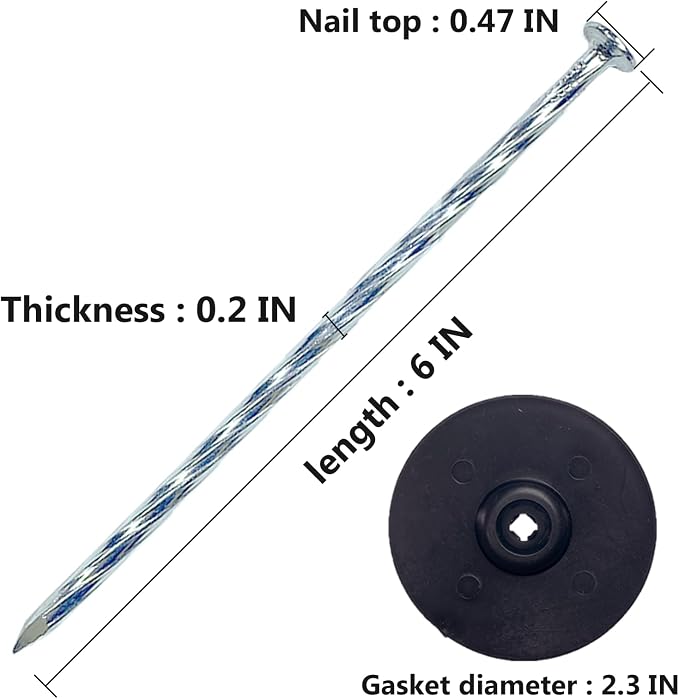 Garden Stakes with Gasket Spiral, 6in Galvanized Steel Turf Nails Garden Weed Barrier Stakes Staples for Fixing Landscape Fabric, Landscape Edging, Artificial Grass, Floor Mats, Etc. (20 PC)