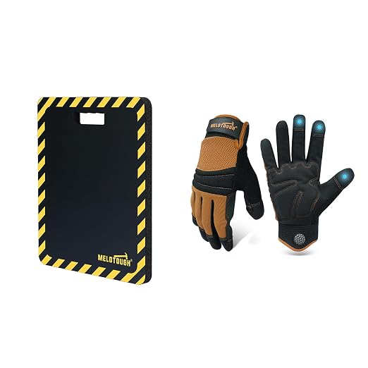MELOTOUGH Kneeling Pad for Work,Work Gloves for Mechanic,Construction,Gardening,Yard,Warehouse
