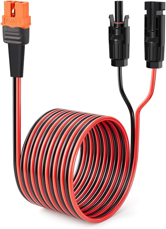 ELFCULB 12AWG 100FT Solar to XT60i Cable 2 6 10 25 35 50 75 100FT Solar Connector to XT60i Adapter Cable for Portable Power Station