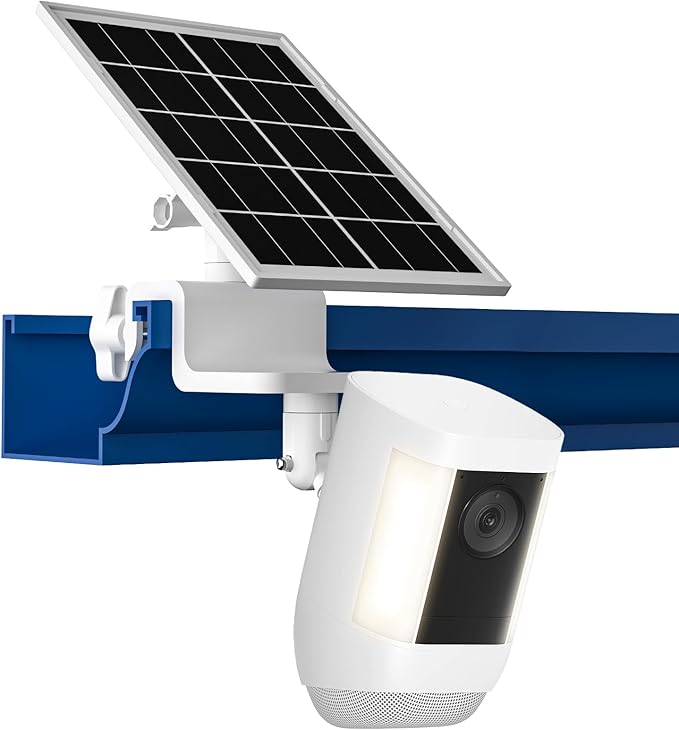 6W Solar Panel with Gutter Mount for Ring Cameras,Stick Up Cam, Stick Up Cam Pro, Outdoor Cam Plus Battery, Spotlight Cam Plus/Pro with Waterproof Cable and USB-C to Barrel Plug Adapter (White)