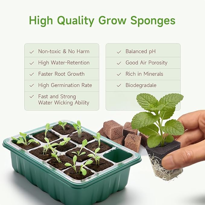 50 Packs Cuttage Grow Sponges, Pods Root Growth Sponge Eco Friendly PH Balance, Square Sponge Replacement Part Seedling Starter Sponges for Hydroponic Indoor Garden System Cuttage Rooting