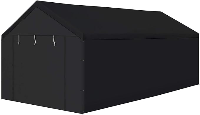 Caravan Canopy Car Tent Sidewalls for Carport, Garage & Shed, Domain, 10 x 20 Ft, Black (Roof and Canopy Not Included) - Portable Vehicle and Motorcycle Shelter - Large Outdoor Storage