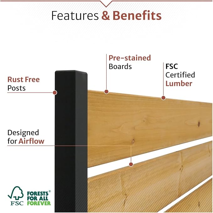 Concord Cedar Wood Privacy Screen, 5ft H x 3.2ft W, 1 Panel | No Dig Enclosure, Hide Trash Cans, Decorative Patio, Outdoor Fence, EC18022
