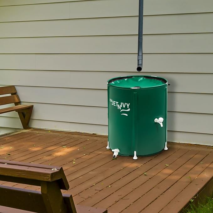 Rain Barrel Upgrade Anti-Collapse Collapsible Rainwater Collection System,Portable Water Storage Tank,Garden Water Catcher(Green,50G)