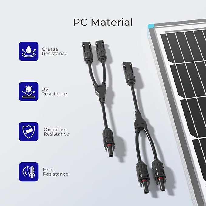 Renogy Solar Connectors Parallel Y Branch,MMF+FFM 1 Pair Solar Panel Wire for Solar Panel,Premium PC Material,Weatherproof and Durability