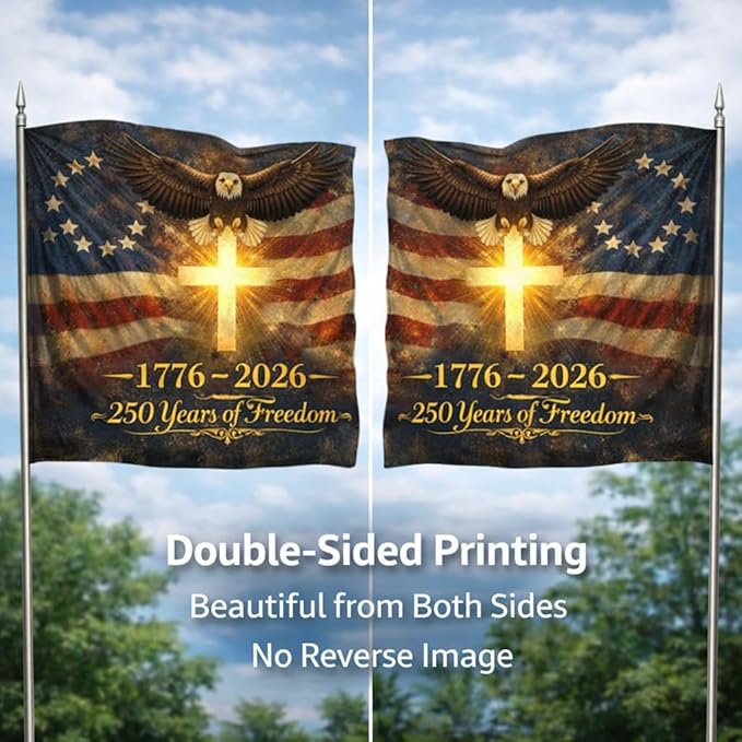 US 250 Flag – 250th Anniversary USA Double Sided 3-Ply Outdoor Flag, We The People 1776-2026 Patriotic Yard & House Banner for 4th of July (5, 4X6)
