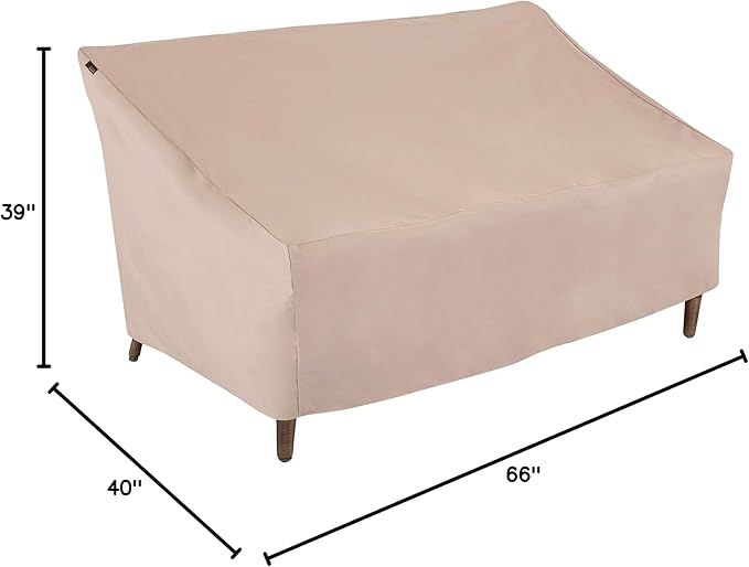 Modern Leisure Chalet Patio Loveseat Cover - Weather-Resistant Fabric - Outdoor Furniture Protection Perfect for Patio, Deck, and Porch - 66" L x 40" W x 39" H - Beige - 1-Pack
