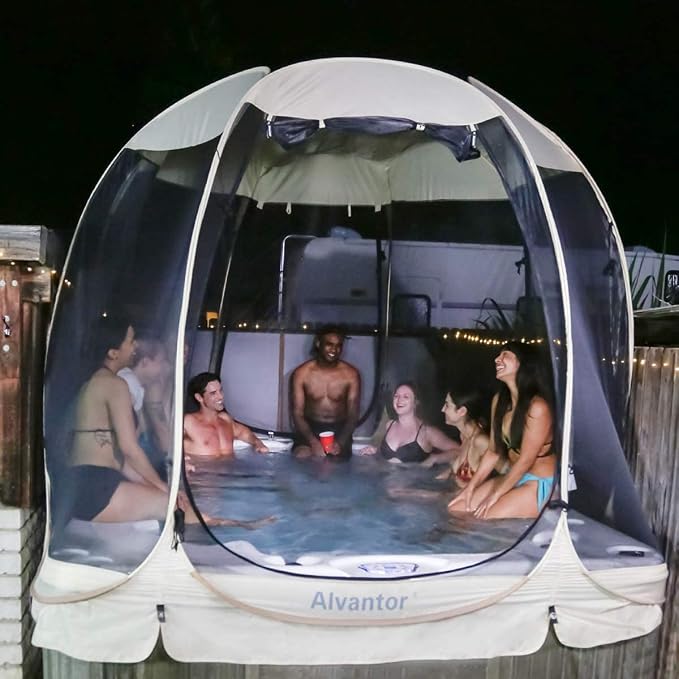 Alvantor Pop Up Screen House Tent, Instant Outdoor Gazebo with Mosquito Netting & UPF 50+ Sun Protection, Portable Canopy Shelter for Patio, Backyard, Camping (2-10 Person)