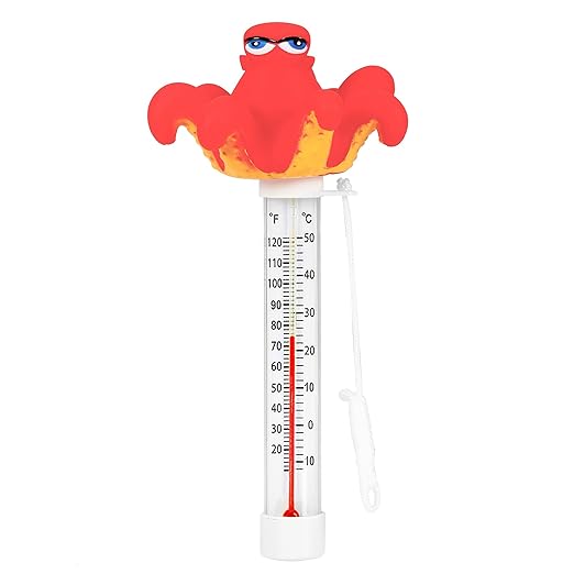 XY-WQ 2 Packs Floating Pool Thermometer, Large Size Easy Read for Water Temperature with String - Outdoor and Indoor Swimming Pools and Spas (Octopus & Puffer 08)