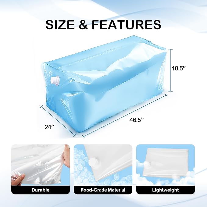 100Gallon Bathtub Bladder for Emergency Water Storage, BPA-Free Water Container for Disaster Preparedness, Hurricane Survival & Drinking Water-Food Grade Reusable Water Bag