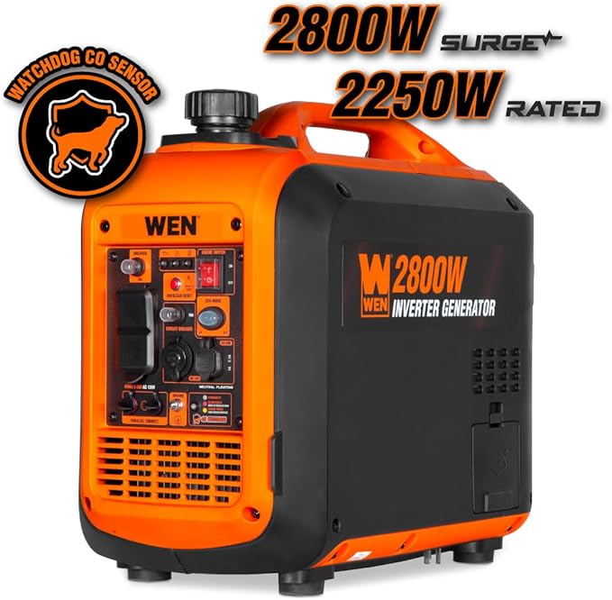 WEN 2800-Watt Inverter Generator, Quiet, Portable, and Lightweight with Fuel Shut Off and CO Watchdog (56280iX)