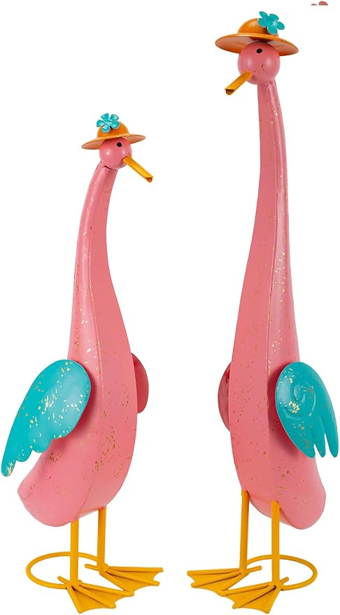 22" Duck Garden Statue Set of 2 Metal Ducks | Outdoor Decor Porch Animal Figurine Yard Art Sculptures Rustproof Lawn Ornament for Outside Patio Backyard Decorations