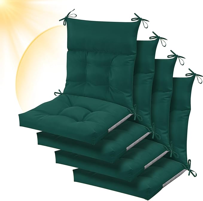 Sintuff 4 Pcs 44 x 21 x 4 Patio Chair Cushions Outdoor Chair Cushion Seat/Back Tufted Pillow with Ties Water Resistant Replacement Indoor Patio Furniture Outdoor Furniture (Solid Color,Teal)