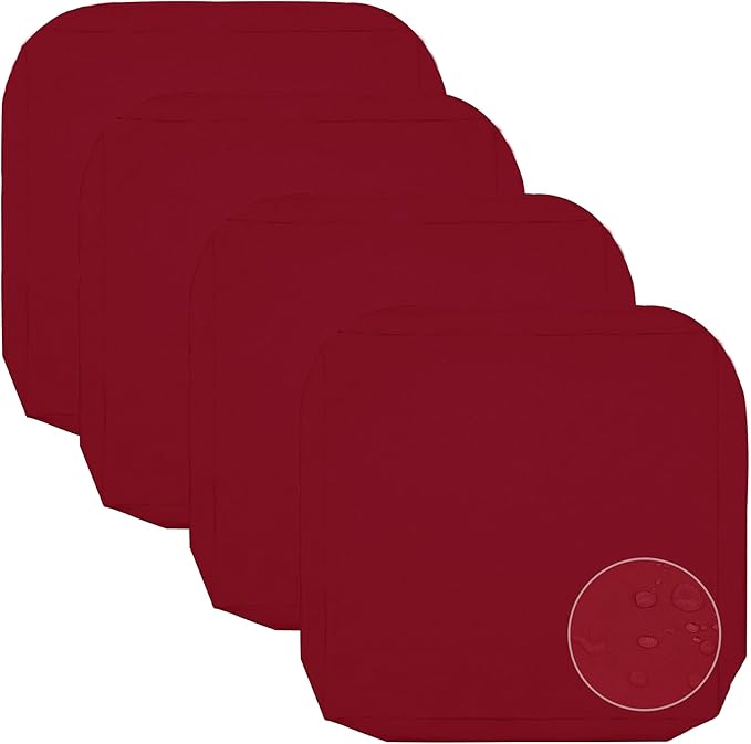 Sqodok Patio Cushion Covers, Waterproof Outdoor Cushion Covers Replacement, Patio Cushion Seat Slicovers for Sectional Sofa, Chair, Outdoor Wicker Patio Sofa (Dark Red, 19"x19"x3"-4 Pack-Cover ONLY)