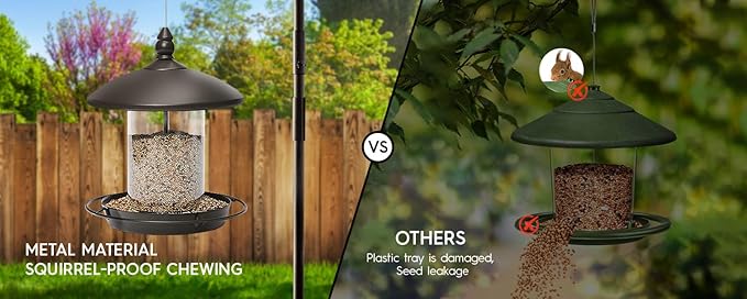 Pack of 2 - Metal Roof Bird Feeder for Backyard Birds, Bronze.
