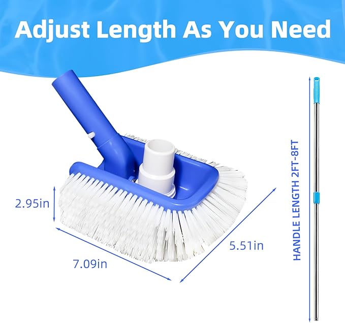 Pool Vacuum Head Brush for Inground & Above Ground Pools, Heavy Duty Round Scrubber Pool Brush with 1/4" or 1/2" Swivel Hose Connection, No Pole