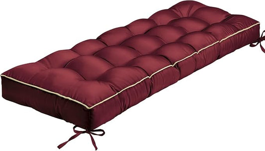 Outdoor Bench Cushion, Tufted Patio Seat Pad for Garden Bench, Porch Swing, Indoor/Outoor Furniture (Red, 48X18X4 inch)