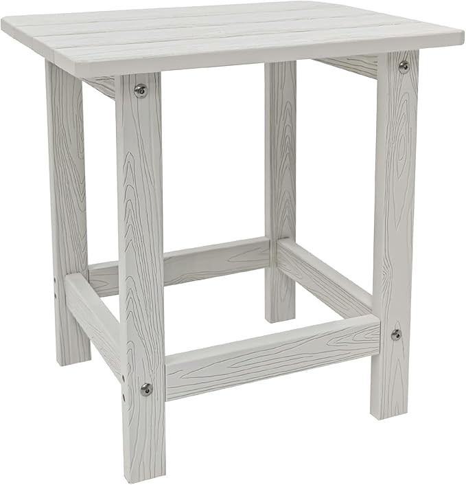 Meluvici Adirondack Side Table - HDPS Weather Resistant, End Table for Patio, Pool, Deck, Porch, Indoor/Outdoor Use, White