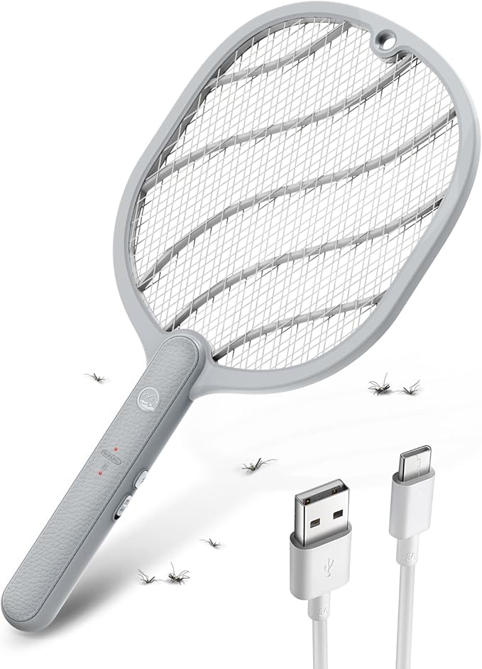 Mosiller Electric Fly Swatter, 3800V Handheld Bug Zapper Racket, Type-C Rechargeable, Mosquito Zapper for Indoor Outdoor, 3-Layer Safety Mesh, Easy to Use, Lightweight (Basic 1 Pack)