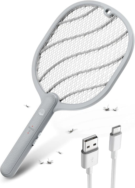 Mosiller Electric Fly Swatter, 3800V Handheld Bug Zapper Racket, Type-C Rechargeable, Mosquito Zapper for Indoor Outdoor, 3-Layer Safety Mesh, Easy to Use, Lightweight (Basic 1 Pack)