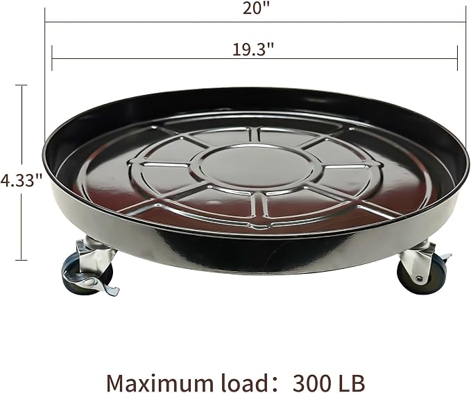 Plant Caddy with Wheels 20 Inch 2 Pack, Heavy Duty Metal Plant Stand & Dolly with Lockable Casters, Holds 310 lbs for Indoor Outdoor Large Flower Pots, Black