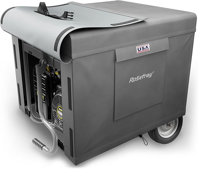 Rosefray Generator Cover-24”Lx18”Wx20”H,600D Heavy Duty Waterproof, Small Outside Equipment Cover for Champion,Predator,WEN,Ryobi,Generac,Westinghouse Portable Generator 3000-4500W-Gray/S