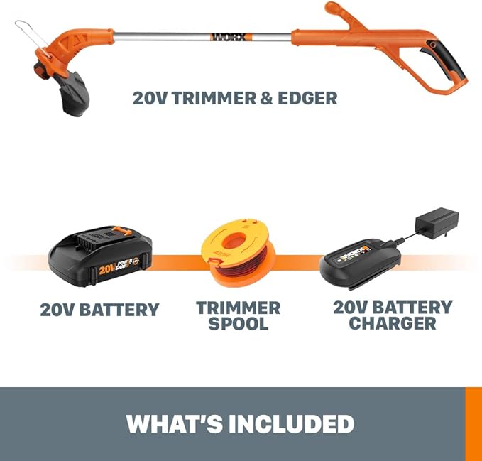 LawnMaster 13" 24V Cordless Lawn Mower Bundle with Worx 20V 10"-12" String Trimmer Cordless & Edger Weed Trimmer
