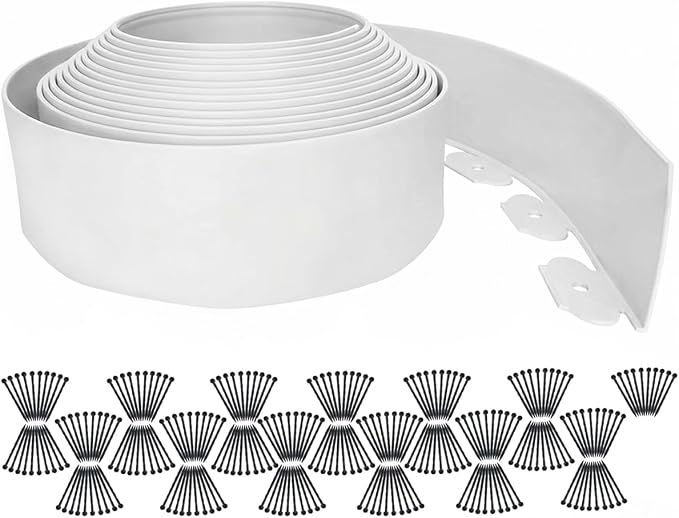 Garden Edging Borders 164FT,Landscape Edging[Extra Tall 4IN High] with 250pcs Stakes,Lawn Edging Border Flexible Garden Edge Plastic Fence for Tree,Flower Bed,Landscaping,Yard-White