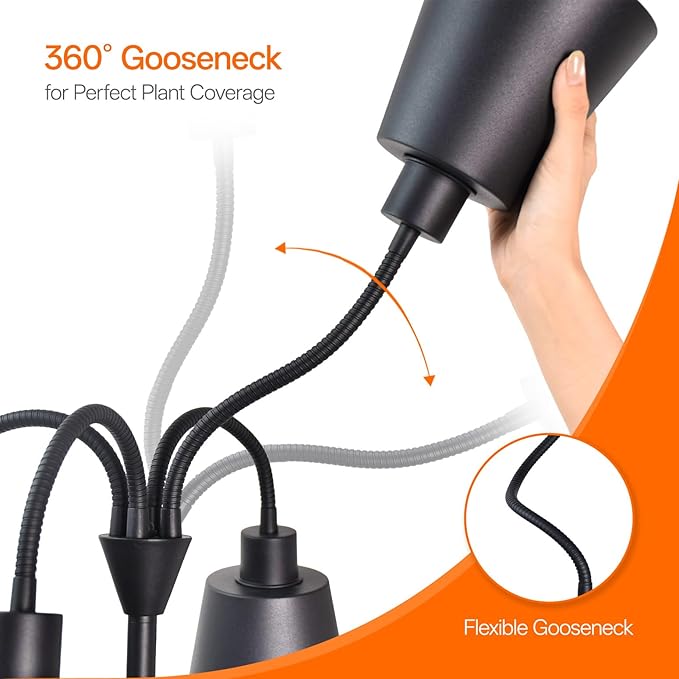 Bstrip Grow Lights for Indoor Plants, Non-Dimmable 4 Head Plant Light Stand with Flexible Gooseneck, 3800K Full Spectrum Light for Plants Growing, 59" Standing Grow Light with Timer