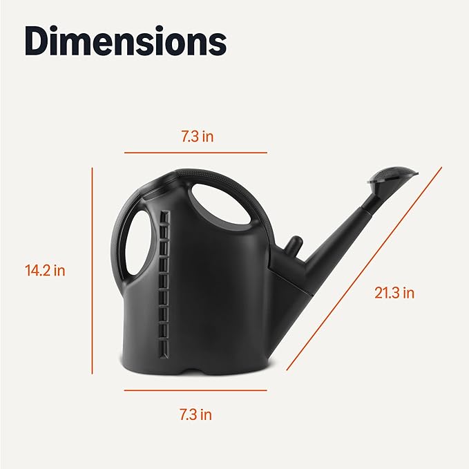 Amazon Basics, Watering Can, Black, 2.64 Gallon Capacity