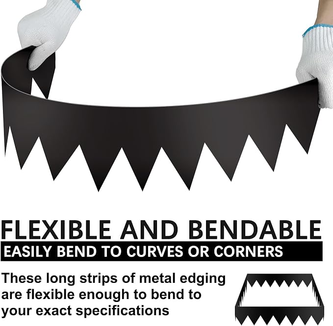 Worth Garden 6-Pack 4.5" H. Galvanized Steel Landscape Edging w/Black Powder Coating - 40" L x 4.5" H Strips - Hammer-in 16-Gauge Metal Edging Border w/ 7 Clips - Edge for Lawn Yard (20Ft Total)