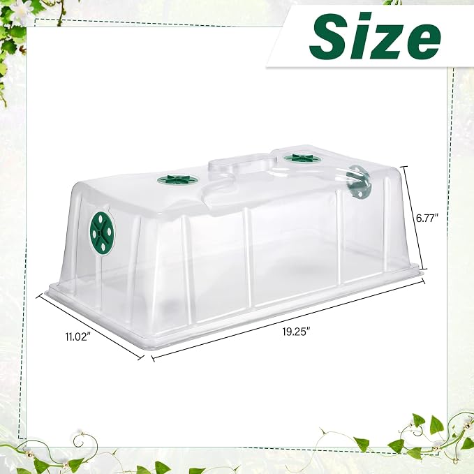 Foaincore 20 Packs 7'' Tall Humidity Vented Domes 1020 Flat Trays Cover Clear Plastic Greenhouse Grow Tray Covers Propagation Seed Cloning Kit for Plants Seed Starting Germination