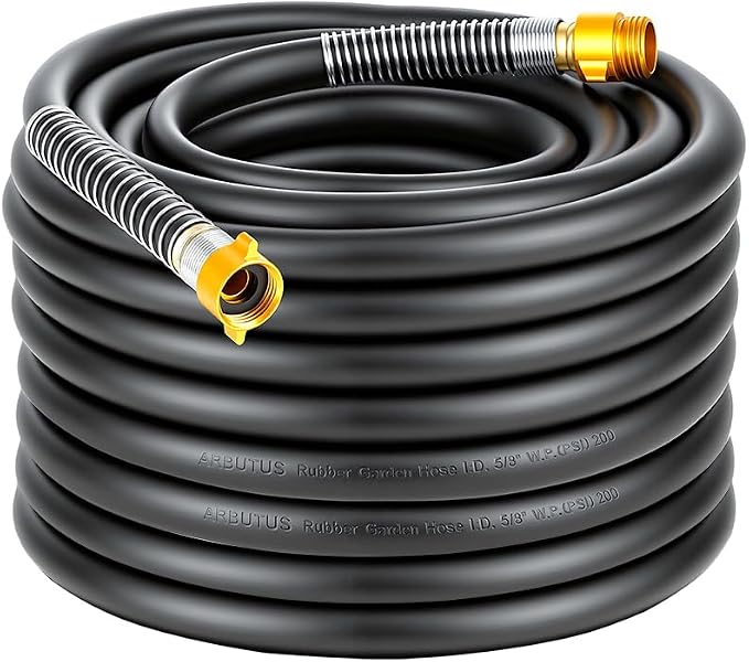 Garden Hose 5/8" x 75ft 4-Layer Heavy Duty Hose with 800 PSI Burst Pressure – Kink Resistant Flexible All-Weather Outdoor Hose for Yard Car Wash Pets Black