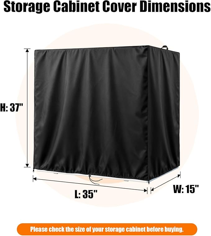 Kasla Storage Cabinet Cover, Outdoor Chest Storage Waterproof Cover, Weatherproof Cabinets Covers for Kitchen Patio Garden Backyard - 35"Lx15"Wx37"H