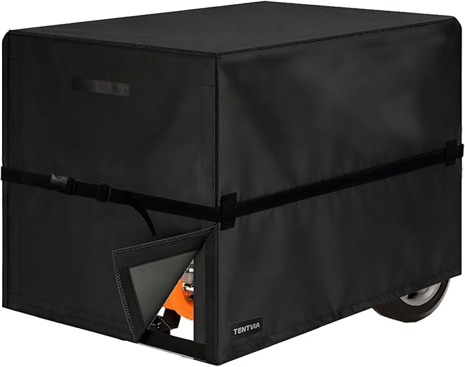 Universal Generator Cover 24 to 38 Inches 600D Heavy Duty Oxford. Dustproof and Waterproof Protection for Most 1500-15000W Generators, Black