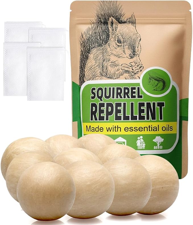 AUDQQM Squirrel Repellent Outdoor, Chipmunk Repellent for Garden, Squirrels Deterrent, Keep Squirrels & Chipmunks Away, Squirrels Repellant, Easy to Place for Yard, Attic & Bird Feeders, Pack of 10