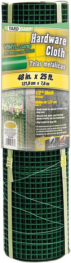 YARDGARD 1/2 Inch Mesh Welded Wire Fence, Hardware Cloth, 19 Gauge Galvanized Steel for Garden Protection, Cage Fencing, Chicken and Rabbit Barriers, and Crafts, 48 Inches x 25 Feet
