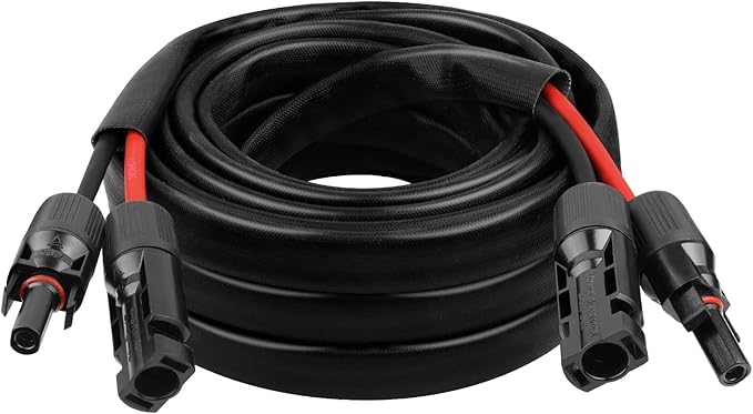 10AWG Solar Cable - 20FT Solar Panel Extension Cord 10 Gauge PV Wire with Flame Retardant Protective Sleeving Female & Male Waterproof Connector for RV, Photovoltaic Systems, Solar Panels (20 Feet)