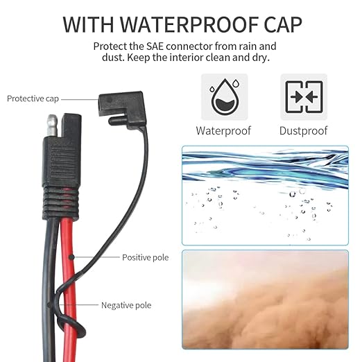 ELFCULB 10AWG 5FT SAE Connectors, Battery Alligator Crocodile to SAE, SAE Quick Release Adapter to Alligator Clips Quick Disconnect Cable,with 5 Fuse,for Solar Panel Cars Motorcycles Battery Charger