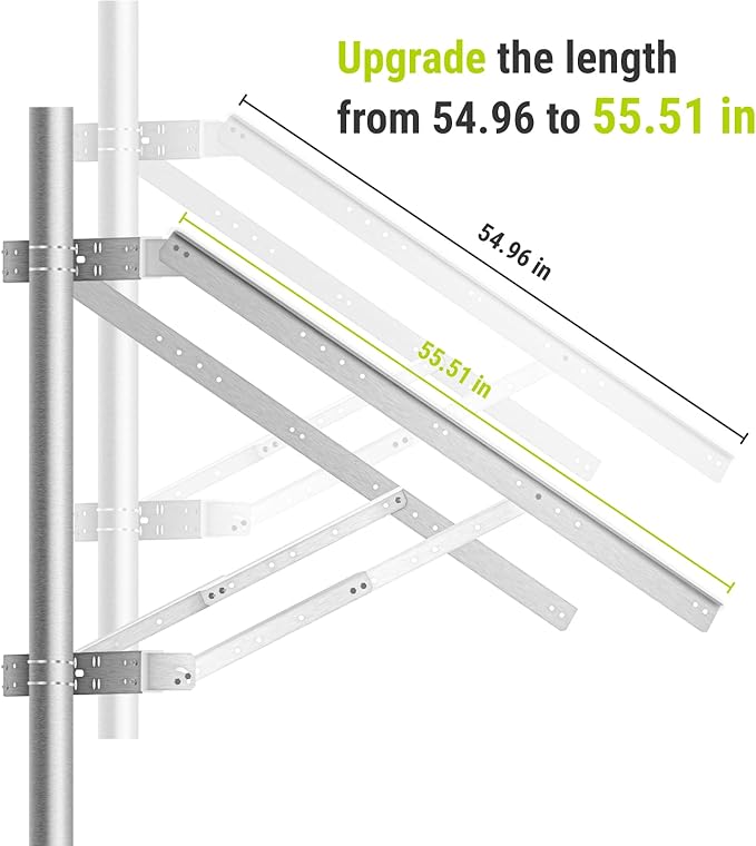 Newpowa Universal Solar Panel Double Arm with Support Pole and Wall Mount Bracket, 0-90° Tilt Angle, up to 400W/55.51" Width