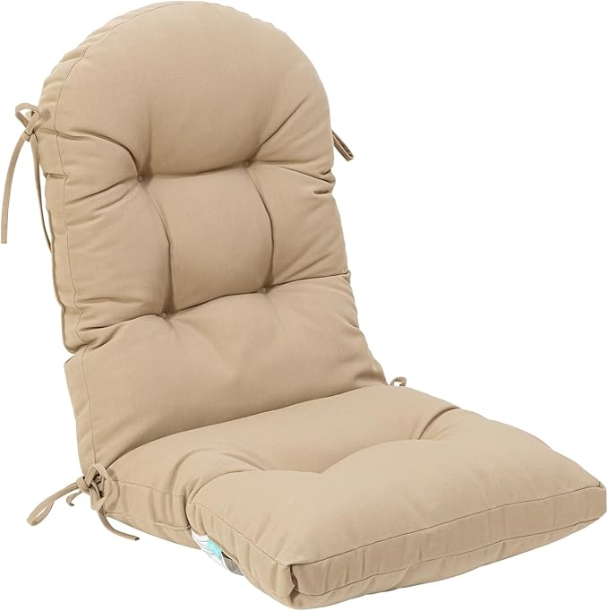 QILLOWAY Outdoor High Back Chair Cushion for Adirondack, All Weather Rocking Chair Cushions Thick Padded Replacement for Patio Furniture Set of 2,Beige,Sand,Camel