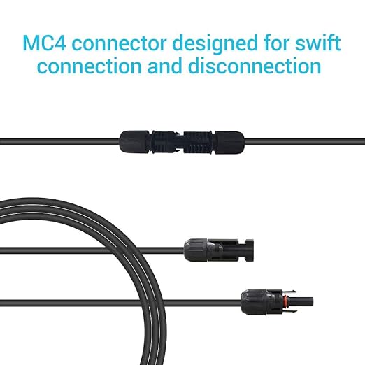 Renogy 5FT 12AWG Panel Connectors Solar Extension Cable, 5FT-12AWG, Black