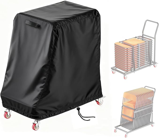 Folding Chair Rack Cover for VEVOR L-Shape, Waterproof Chair Cart Cover, Folding Chairs Storage Dolly Chairs Holder Covers- 43” L x 21" W x 43" H