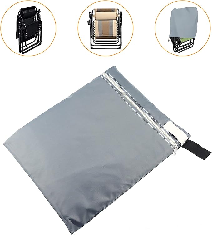 Uranshin Outdoor Folding Chair Covers 2PCS, Zero Gravity Chair Covers Waterproof, Sturdy Folding Patio Chair Covers with Storage Bag, Outdoor Chair Covers All Weather, 28" W x 13" D x 43" H, Grey
